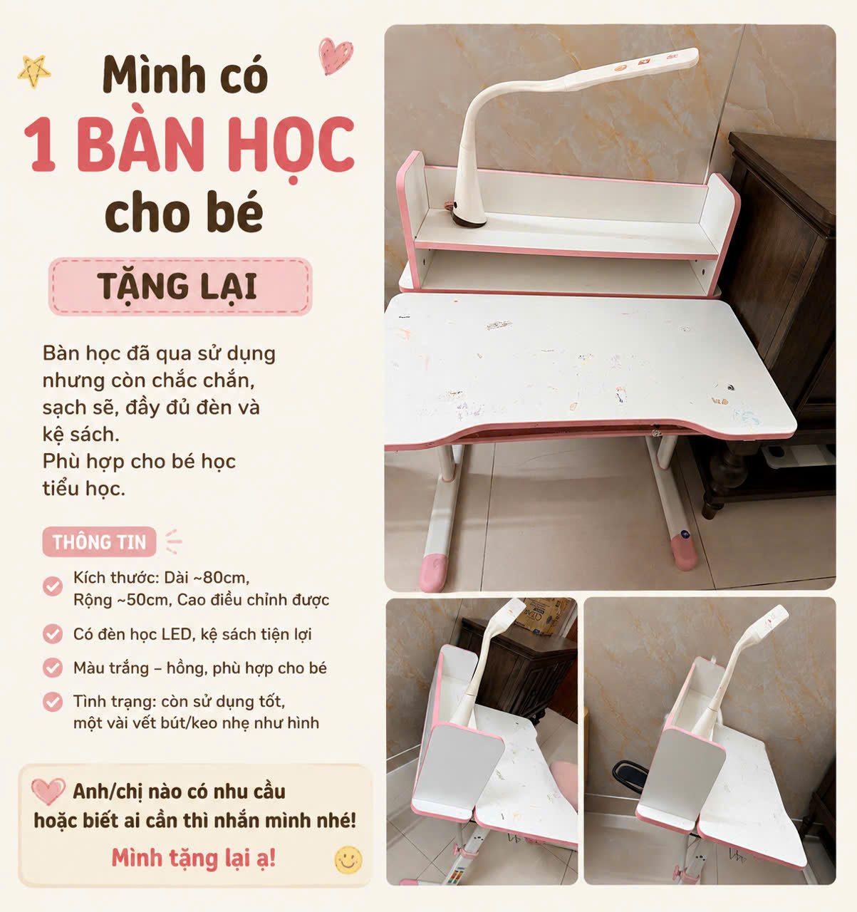 Bàn học trẻ em còn mới